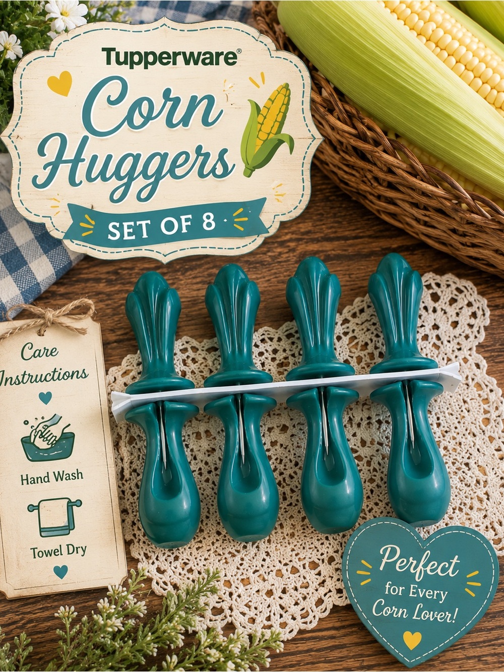 Vintage Tupperware Corn Huggers Set of 8